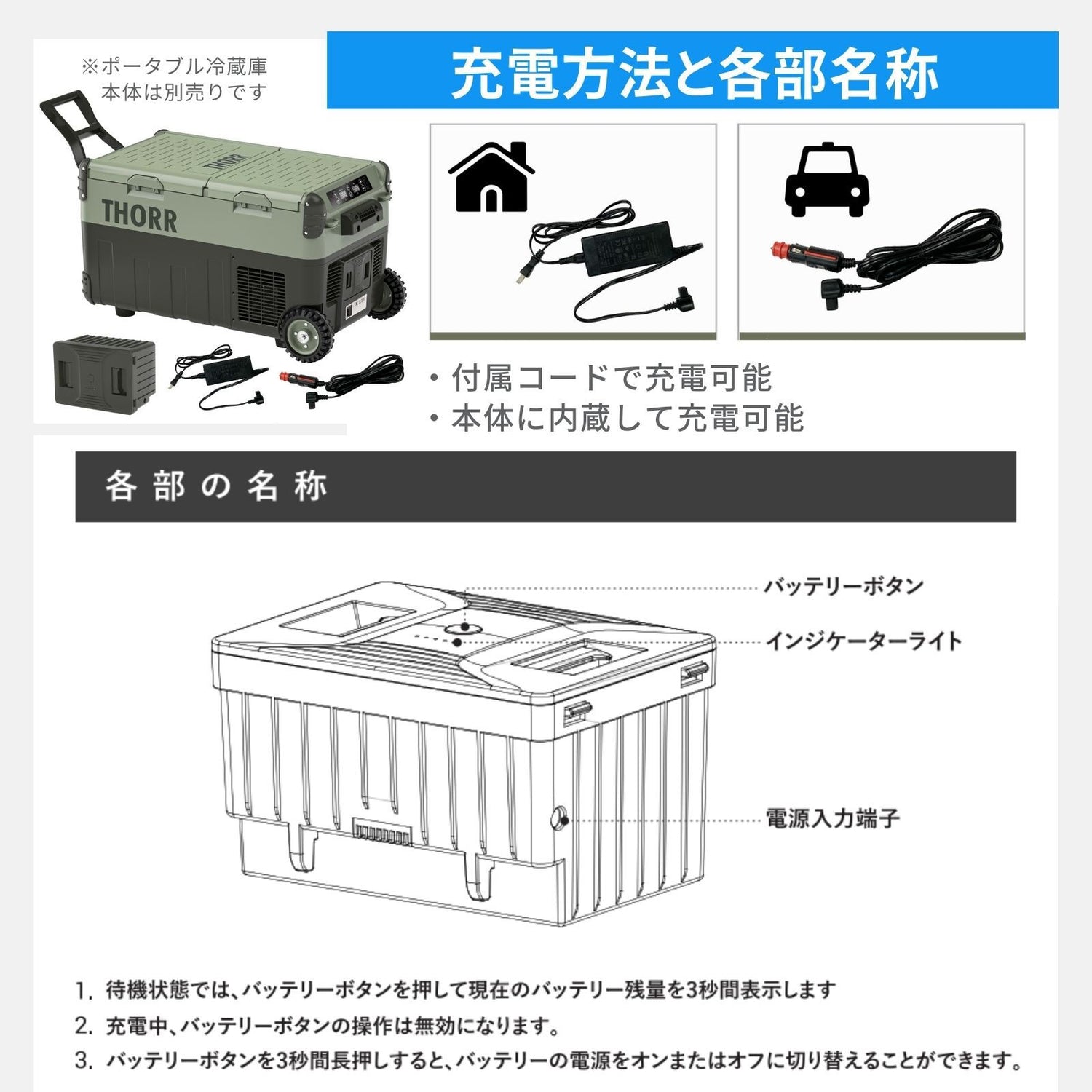ポータブル冷蔵庫 専用バッテリー